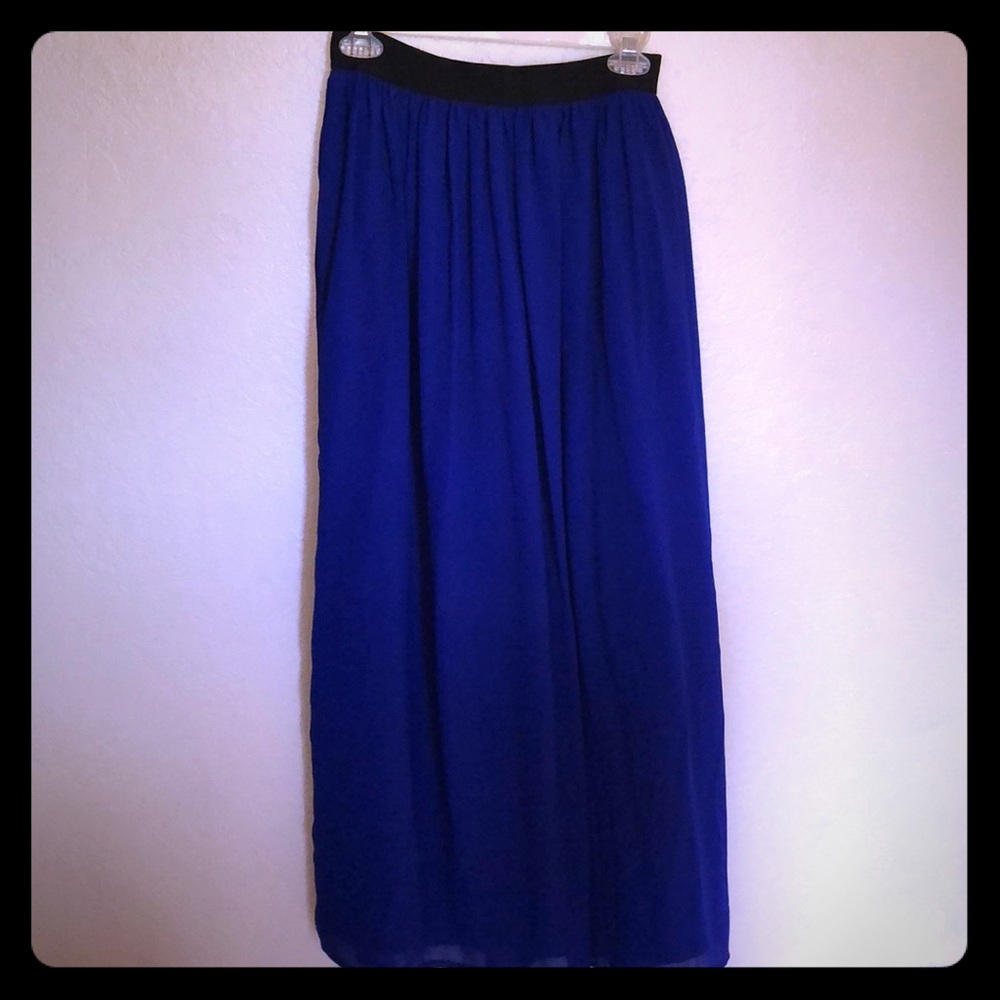 Chiffon cobalt maxi skirt